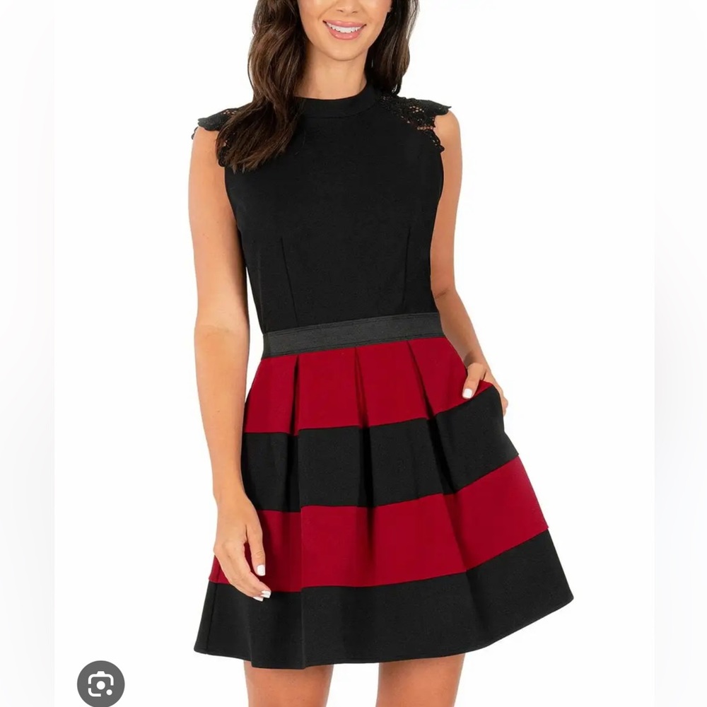 Fit and flare black and red dress